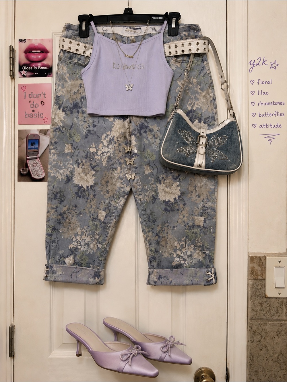 Bandolino Pastel Lavender & Light Blue Floral Jeans